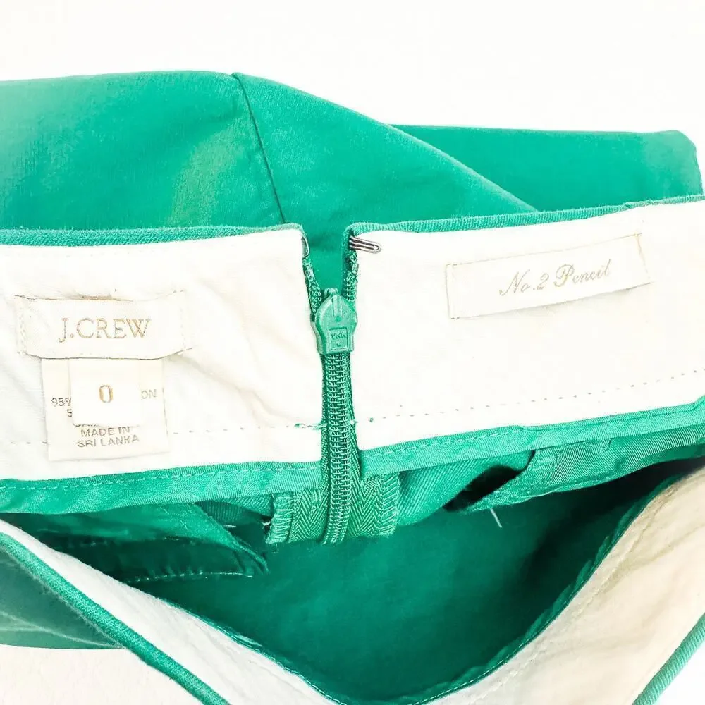 J. Crew No. 2 Pencil Straight Classic Skirt Green Size 0
